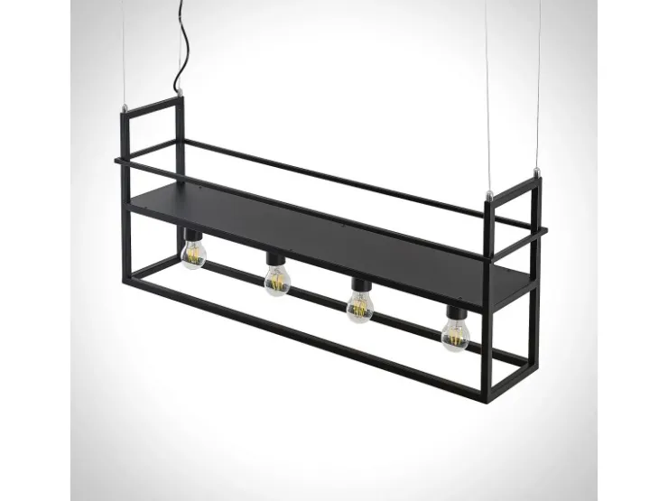 Lindby Pendelleuchte Grisela 9626896 Modern in Schwarz aus Metall 4-flammig E27 Wohnzimmerleuchte* Regale Schwarz