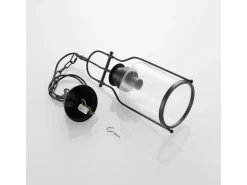 Lindby Pendelleuchte Laterne Rozalie 9624814 Retro Vintage Antik in Schwarz aus Metall 1-flammig E27 Flurleuchte