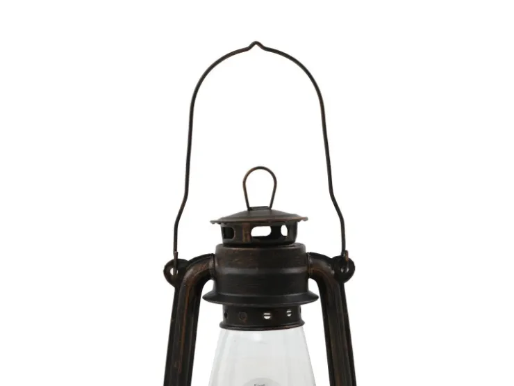 Lindby Tischlampe Laterne Raisa 9624812 Retro Vintage Antik in Braun aus Metall 1-flammig E14 Wohnzimmerleuchte