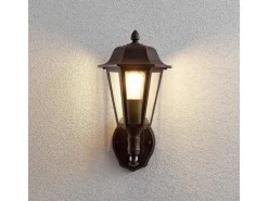 Lindby Wandleuchte Außen Laterne Noor 9630091 mit Bewegungsmelder Spritzwassergeschützt in Schwarz aus Aluminium 1-flammig E27* Laternen