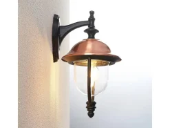 Lindby Wandleuchte Außen Laterne Clint 9630098 Spritzwassergeschützt Retro Vintage Antik in Kupfer aus Aluminium 1-flammig E27* Laternen