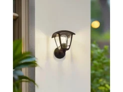Lindby Wandleuchte Außen Laterne Isidoro 10025889 Spritzwassergeschützt Modern in Schwarz 1-flammig E27