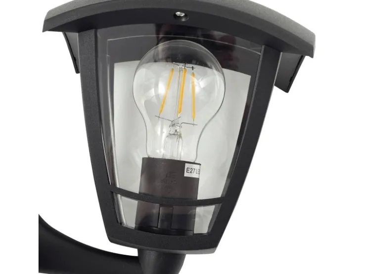 Lindby Wandleuchte Außen Laterne Isidoro 10025889 Spritzwassergeschützt Modern in Schwarz 1-flammig E27