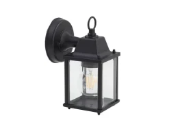 Lindby Wandleuchte Außen Laterne Rurik 10025848 Spritzwassergeschützt Landhaus Vintage Rustikal in Schwarz aus Aluminium 1-flammig E27* Laternen