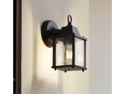 Lindby Wandleuchte Außen Laterne Rurik 10025848 Spritzwassergeschützt Landhaus Vintage Rustikal in Schwarz aus Aluminium 1-flammig E27* Laternen