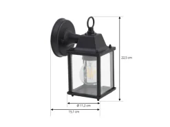 Lindby Wandleuchte Außen Laterne Rurik 10025848 Spritzwassergeschützt Landhaus Vintage Rustikal in Schwarz aus Aluminium 1-flammig E27* Laternen