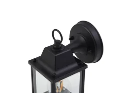Lindby Wandleuchte Außen Laterne Rurik 10025848 Spritzwassergeschützt Landhaus Vintage Rustikal in Schwarz aus Aluminium 1-flammig E27* Laternen