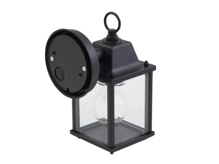 Lindby Wandleuchte Außen Laterne Rurik 10025848 Spritzwassergeschützt Landhaus Vintage Rustikal in Schwarz aus Aluminium 1-flammig E27* Laternen