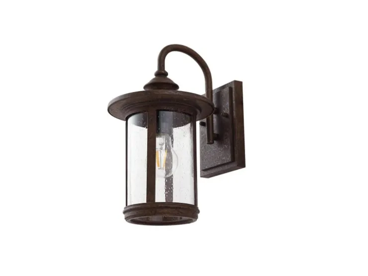 Lindby Wandleuchte Außen Laterne Zayn 10036407 Retro Vintage Antik in Braun aus Aluminium 1-flammig E27* Laternen
