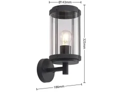 Lindby Wandleuchte Außen Laterne Ojali 9926007 Spritzwassergeschützt Modern in Schwarz aus Aluminium 1-flammig E27