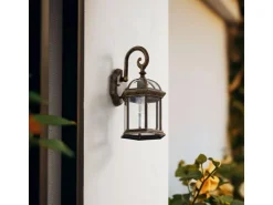 Lindby Wandleuchte Außen Laterne Adelisa 10025849 Spritzwassergeschützt Landhaus Vintage Rustikal in Bronze aus Aluminium 1-flammig E27