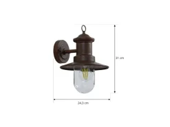 Lindby Wandleuchte Außen Laterne Eloretta 10025908 Spritzwassergeschützt Landhaus Vintage Rustikal in Braun aus Metall 1-flammig E27* Laternen