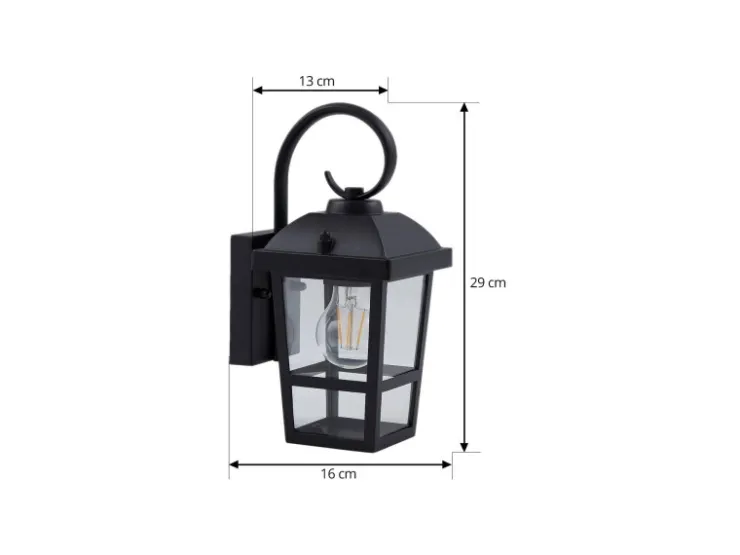Lindby Wandleuchte Außen Laterne Eloane 10025926 Spritzwassergeschützt Modern in Schwarz aus Edelstahl 1-flammig E27* Laternen