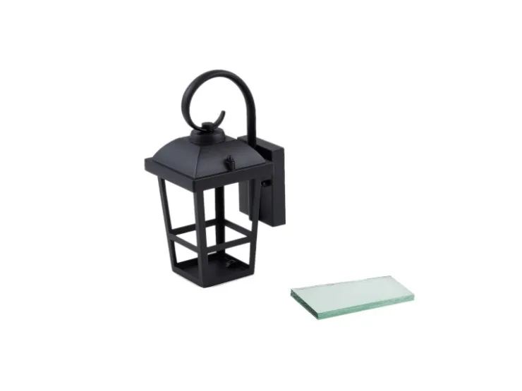 Lindby Wandleuchte Außen Laterne Eloane 10025926 Spritzwassergeschützt Modern in Schwarz aus Edelstahl 1-flammig E27* Laternen