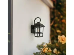 Lindby Wandleuchte Außen Laterne Eloane 10025926 Spritzwassergeschützt Modern in Schwarz aus Edelstahl 1-flammig E27* Laternen