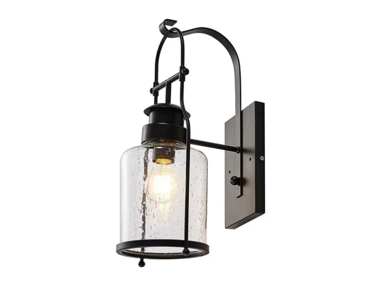 Lindby Wandleuchte Wandlampe Innen Laterne Rozalie 9624813 Retro Vintage Antik in Schwarz aus Metall 1-flammig E27 Flurleuchte