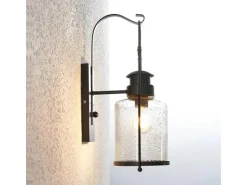 Lindby Wandleuchte Wandlampe Innen Laterne Rozalie 9624813 Retro Vintage Antik in Schwarz aus Metall 1-flammig E27 Flurleuchte