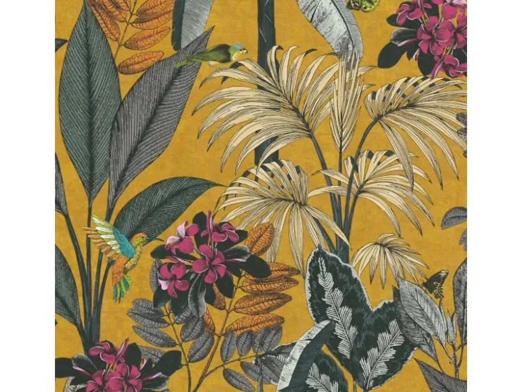 AS-Creation Livingwalls Tapete Bewaldete Landschaft Gelb Grau Grün und Rosa 53 cm x 10,05 m AS-387381* Tapetenmuster