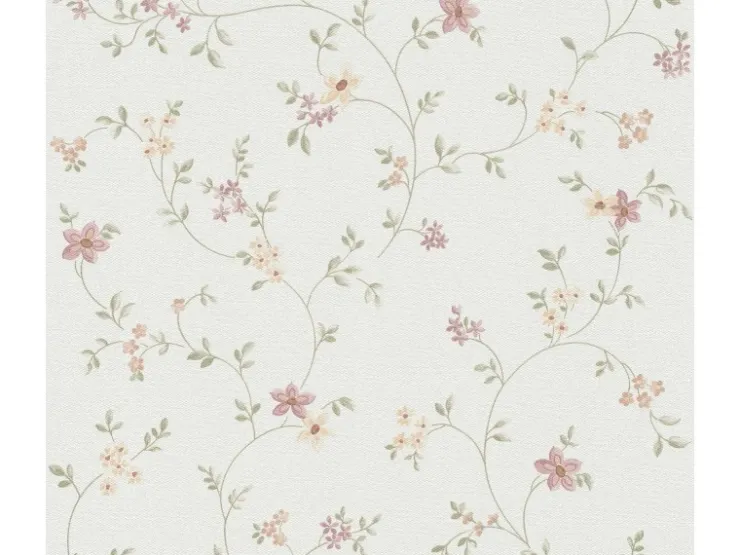 AS-Creation Livingwalls Tapete Blumenmuster Creme-Beige Grün Rosa und Orange 53 cm x 10,05 m AS-937701