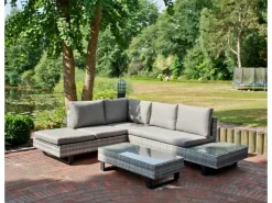 Garden Pleasure Lounge-Eckgruppe Cadiz 3-teilig Grau