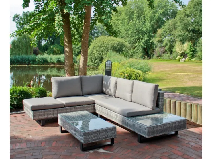 Garden Pleasure Lounge-Eckgruppe Cadiz 3-teilig Grau