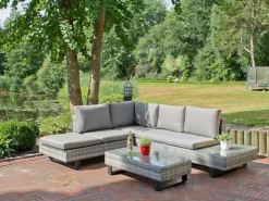 Garden Pleasure Lounge-Eckgruppe Cadiz 3-teilig Grau