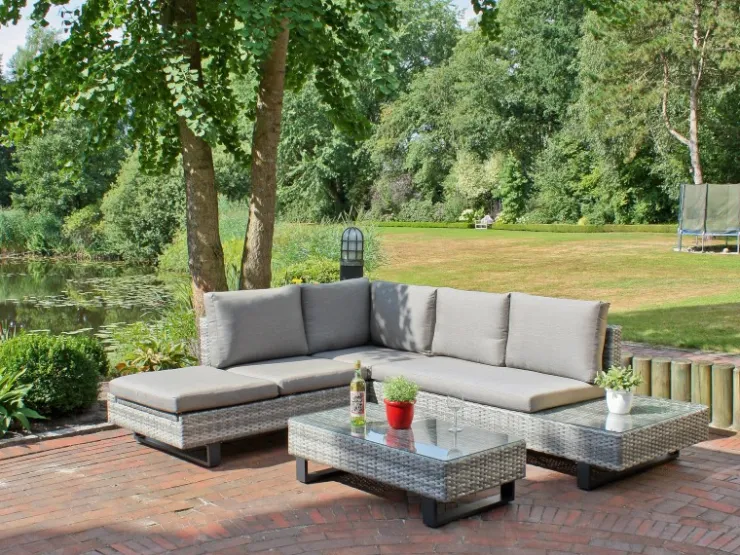 Garden Pleasure Lounge-Eckgruppe Cadiz 3-teilig Grau