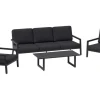 Lounge-Gruppe Springtown 4-teilig Aluminium Schwarz-Dunkelgrau* Sessel