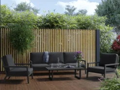 Lounge-Gruppe Springtown 4-teilig Aluminium Schwarz-Dunkelgrau* Sessel