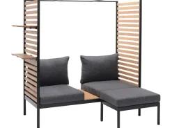 Lounge-Set Skipton 2-teilig mit Hocker Teakholz -Anthrazit* Hocker