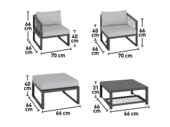 Lounge-Set Willa 4-teilig aus Aluminium Anthrazit