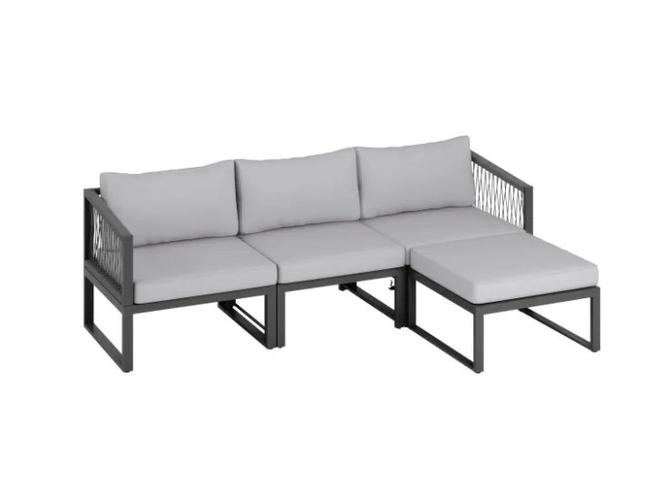 Lounge-Set Willa 4-teilig aus Aluminium Anthrazit