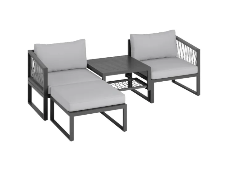 Lounge-Set Willa 4-teilig aus Aluminium Anthrazit