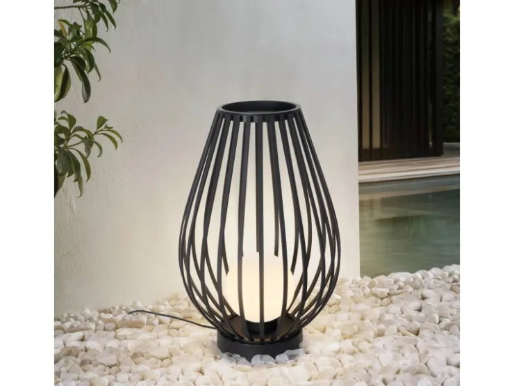 Lucande Laterne Marrin 10025952 Spritzwassergeschützt Modern in Schwarz aus Metall 1-flammig E27* Laternen