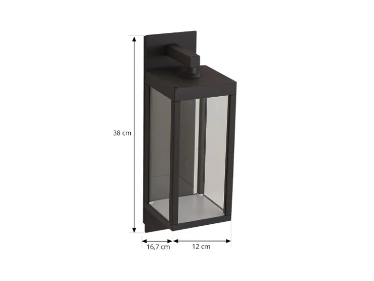 Lucande LED Wandleuchte Außen Laterne Ferdinand 9619149 Spritzwassergeschützt Modern in Alu aus Aluminium 1-flammig