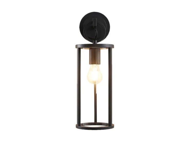 Lucande Wandleuchte Außen Laterne Emmeline 9616162 Spritzwassergeschützt Modern in Schwarz aus Aluminium 1-flammig E27