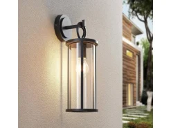 Lucande Wandleuchte Außen Laterne Emmeline 9616162 Spritzwassergeschützt Modern in Schwarz aus Aluminium 1-flammig E27