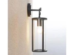 Lucande Wandleuchte Außen Laterne Emmeline 9616162 Spritzwassergeschützt Modern in Schwarz aus Aluminium 1-flammig E27