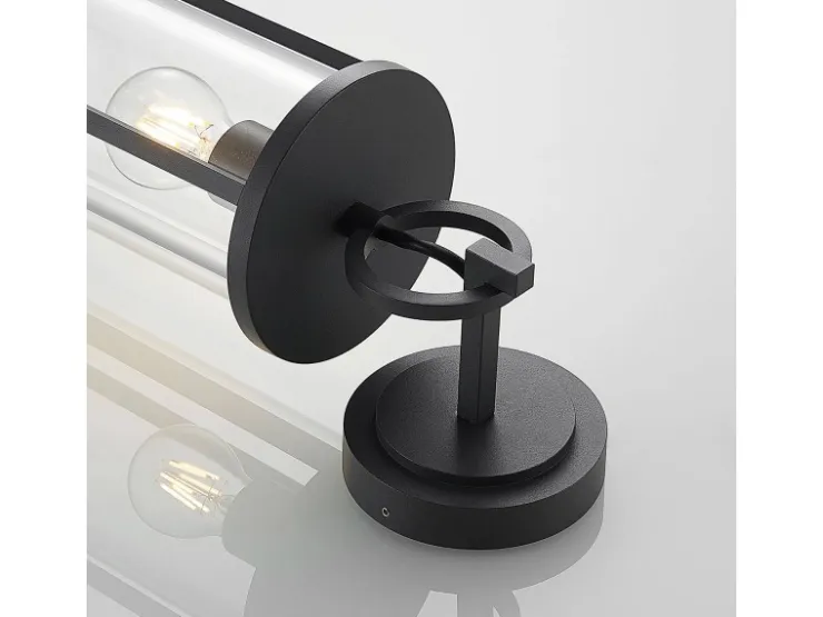 Lucande Wandleuchte Außen Laterne Emmeline 9616162 Spritzwassergeschützt Modern in Schwarz aus Aluminium 1-flammig E27