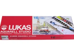 Lukas Aquarell Studio Aquarellfarben-Set 16 x 1/2-Näpfchen und Pinsel* Künstlerfarben