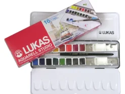 Lukas Aquarell Studio Aquarellfarben-Set 16 x 1/2-Näpfchen und Pinsel* Künstlerfarben