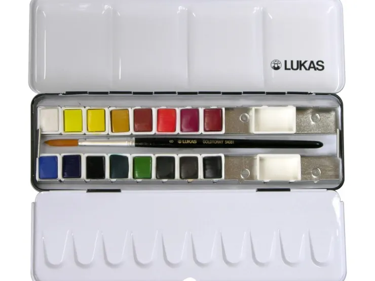 Lukas Aquarell Studio Aquarellfarben-Set 16 x 1/2-Näpfchen und Pinsel* Künstlerfarben