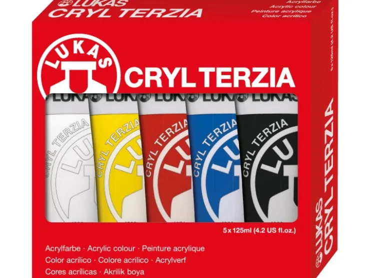 Lukas Cryl Terzia Acrylfarben-Set 5 x 125 ml Tuben im Karton-Etui* Künstlerfarben