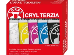 Lukas Cryl Terzia Primär-Acrylfarben-Set 5 x 125 ml Tuben im Karton-Etui* Künstlerfarben