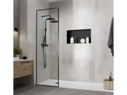 LuxeBath Wandnische aus Edelstahl 60x30x10 cm Schwarz Duschnische Einbauregal