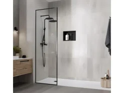 LuxeBath Wandnische aus Edelstahl 20x30x10 cm Schwarz Duschnische mit Rahmen