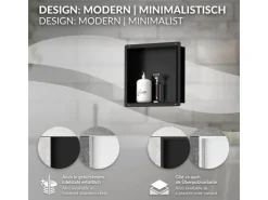 LuxeBath Wandnische aus Edelstahl 30x30x10 cm Schwarz Duschnische Einbauregal* Regale Schwarz