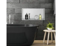 LuxeBath Wandnische Edelstahl 60x30x10 cm Silber Duschnische Rahmen Einbauregal* Wandregale