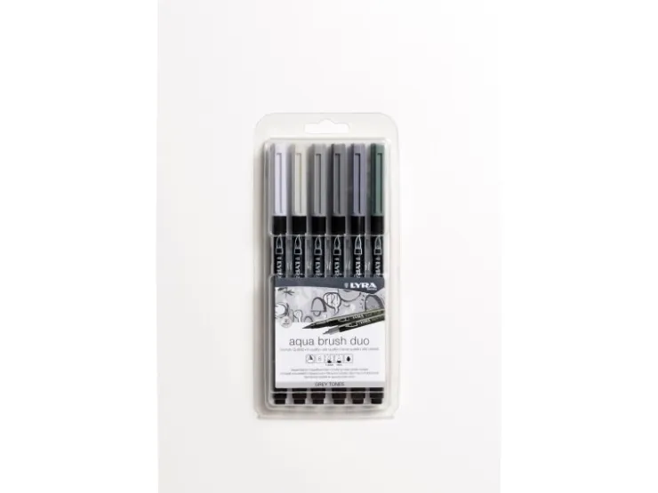 Lyra Aqua Brush Duo Doppelfasermaler Grau verschiedene Farben 6 Stück* Stifte