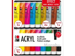 Marabu Acrylfarben-Set Effect 18 x 36 ml* Schablonieren